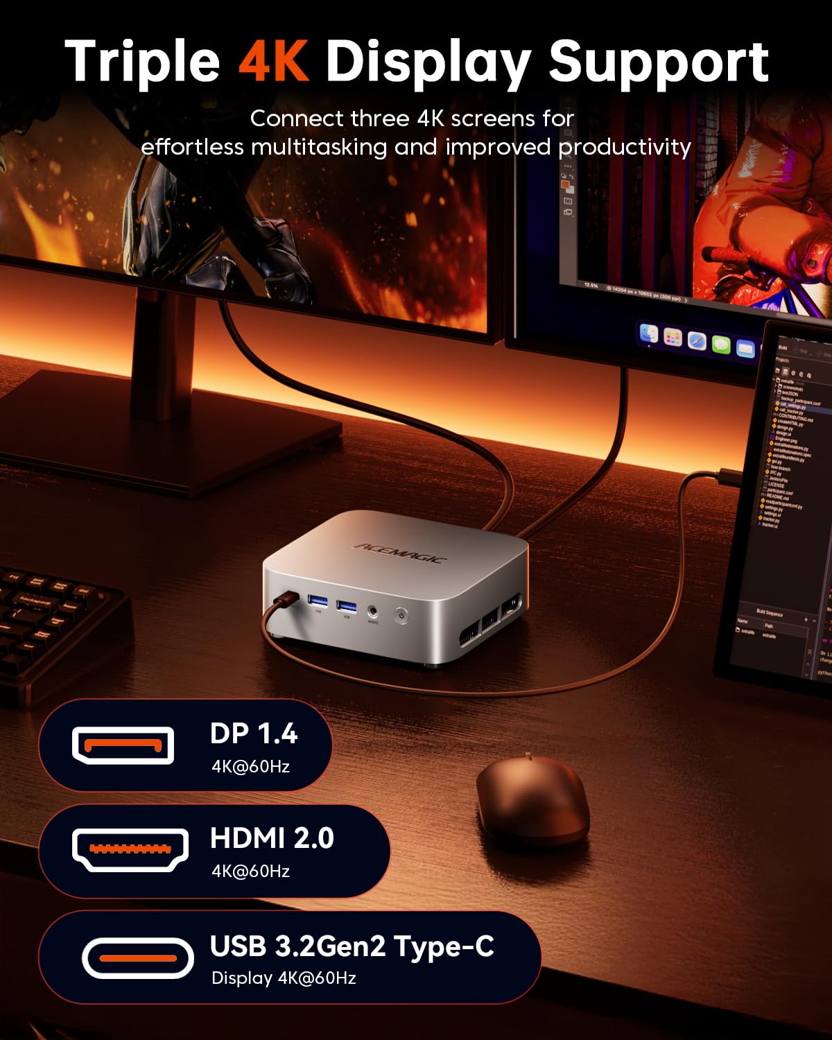 ACEMAGICIAN Mini PC M1 AMD Ryzen 7 6800H 32GB DDR5 1TB PCle SSD